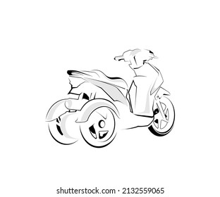 Outline Logo Design Icon Tricycle Motor