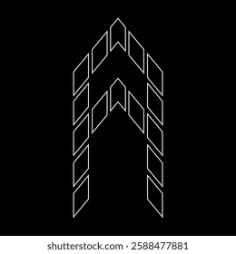 Outline logo design letter 'A'. Suitable for t-shirts, companies, gamers, sports, construction, and so on. The outline logo is in the form of arrows. Logo Outline Style Arrows and Buildings.