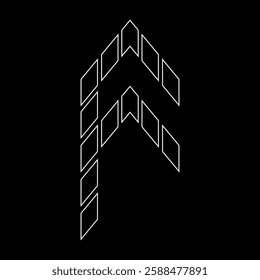 Outline logo design letter F. Suitable for t-shirts, companies, gamers, sports, construction, and so on. The outline logo is in the form of arrows. Logo Outline Style Arrows and Buildings.