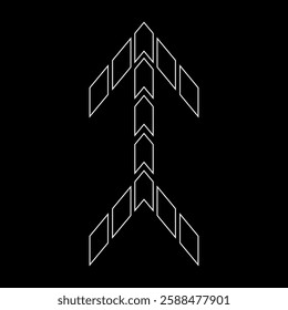 Outline logo design letter 'I'. Suitable for t-shirts, companies, gamers, sports, construction, and so on. The outline logo is in the form of arrows. Logo Outline Style Arrows and Buildings.