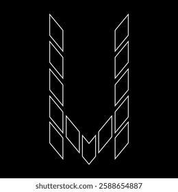 Outline logo design letter U. Suitable for t-shirts, companies, gamers, sports, construction, and so on. The outline logo is in the form of arrows. Logo Outline Style Arrows and Buildings.