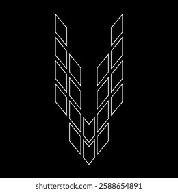 Outline logo design letter "V". Suitable for t-shirts, companies, gamers, sports, construction, and so on. The outline logo is in the form of arrows. Logo Outline Style Arrows and Buildings.