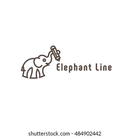 Outline logo Elephant trunk that holds the pencil with a modern design in the style of the line flat art