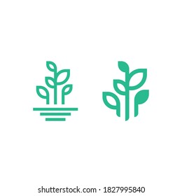 Outline logo of a growing plant seedling with lots of leaves