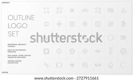 Outline Logo Icon Set. Thin line abstract geometric symbols for modern branding, corporate identity, tech startups, UI and web design.
