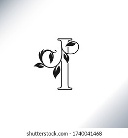 Outline Logo I Letter Logo Icon design template, vintage luxury rustic, ornate style for  initial or identity