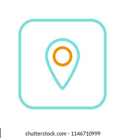 Outline logo of mobile application colorful poster isolated on white background, abstract gps navigator with special mark, concept of useful program