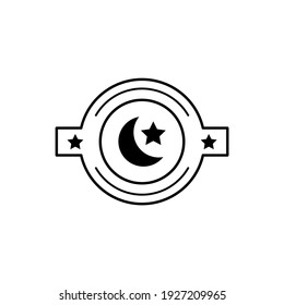 outline logo with moon and star design. with a simple and modern design. suitable for company logos, restaurants, shops, and communities.