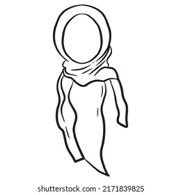 Outline logo muslim. Hijab woman muslim isolated on white background.