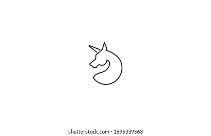 outline logo with a unicorn. icon with a horse. simple logo. - vector