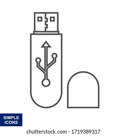 Outline Logo of a Usb icon vector with a white background, Illustration template.