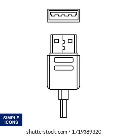 Outline Logo of a Usb icon vector with a white background, Illustration template.
