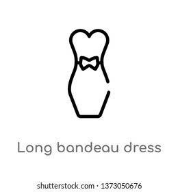 outline long bandeau dress vector icon. isolated black simple line element illustration from clothes concept. editable vector stroke long bandeau dress icon on white background