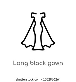 outline long black gown vector icon. isolated black simple line element illustration from fashion concept. editable vector stroke long black gown icon on white background