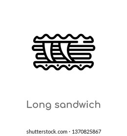 outline long sandwich vector icon. isolated black simple line element illustration from bistro and restaurant concept. editable vector stroke long sandwich icon on white background
