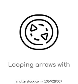outline looping arrows with broken line vector icon. isolated black simple line element illustration from user interface concept. editable vector stroke looping arrows with broken line icon on white
