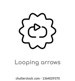 outline looping arrows vector icon. isolated black simple line element illustration from user interface concept. editable vector stroke looping arrows icon on white background
