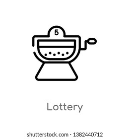 outline lottery vector icon. isolated black simple line element illustration from entertainment concept. editable vector stroke lottery icon on white background