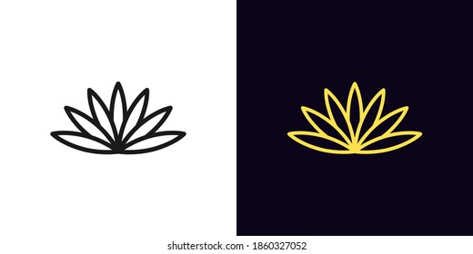 Outline lotus flower icon. Linear lotus symbol with editable stroke, water lily. Yoga and meditation, beauty and wellness, harmony and relaxation. Vector icon, sign, symbol for UI and Animation