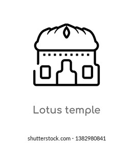outline lotus temple vector icon. isolated black simple line element illustration from india concept. editable vector stroke lotus temple icon on white background