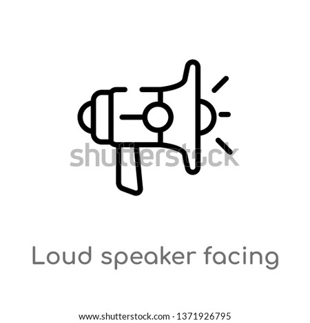 outline loud speaker facing right vector icon. isolated black simple line element illustration from cinema concept. editable vector stroke loud speaker facing right icon on white background