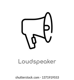outline loudspeaker vector icon. isolated black simple line element illustration from charity concept. editable vector stroke loudspeaker icon on white background