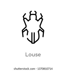 outline louse vector icon. isolated black simple line element illustration from animals concept. editable vector stroke louse icon on white background