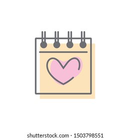 outline love calendar vector icon. isolated line element illustration from birthday party and wedding concept. editable vector stroke love calendar icon 