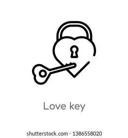 outline love key vector icon. isolated black simple line element illustration from birthday party and wedding concept. editable vector stroke love key icon on white background
