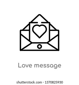 outline love message vector icon. isolated black simple line element illustration from love & wedding concept. editable vector stroke love message icon on white background