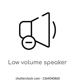 outline low volume speaker vector icon. isolated black simple line element illustration from music and media concept. editable vector stroke low volume speaker icon on white background