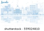 Outline Luanda Skyline with Blue Buildings and Reflections. Vector Illustration. Business Travel and Tourism Concept with Modern Architecture. Image for Presentation Banner Placard and Web Site.