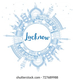 Outline Lucknow Skyline with Blue Buildings and Copy Space. Vector Illustration. Business Travel and Tourism Concept with Modern Architecture. Image for Presentation Banner Placard and Web Site.
