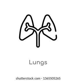 outline lungs vector icon. isolated black simple line element illustration from medical concept. editable vector stroke lungs icon on white background