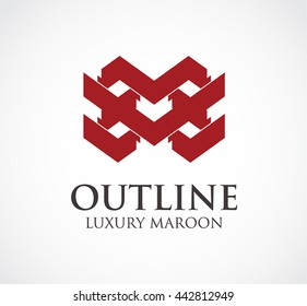 Outline of luxury decoration abstract vector and logo design or template ornament ribbon business icon of company identity symbol concept