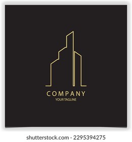 outline luxury gold real estate building logo premium elegant template vector eps 10