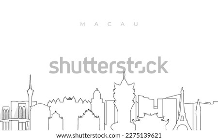 Outline Macau skyline. Trendy template with Macau buildings and landmarks in line style. Stock vector design. 
