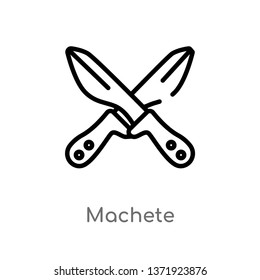 outline machete vector icon. isolated black simple line element illustration from cinema concept. editable vector stroke machete icon on white background