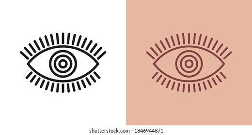 Outline magic eye icon with editable stroke. Linear eye sign with circle iris, spiritual vision. Mystic sight, divinity providence, foresight. Vector icon, sign, symbol for UI and Animation