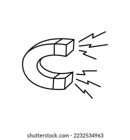 outline magnet icon design. electromagnetic sign and symbol.