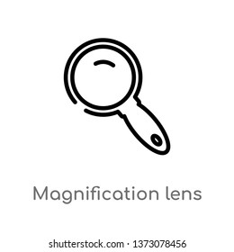 outline magnification lens vector icon. isolated black simple line element illustration from education concept. editable vector stroke magnification lens icon on white background