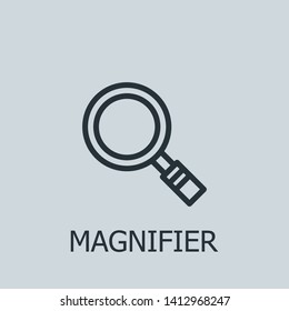 Outline magnifier vector icon. Magnifier illustration for web, mobile apps, design. Magnifier vector symbol.