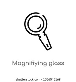 outline magnifiying glass vector icon. isolated black simple line element illustration from general concept. editable vector stroke magnifiying glass icon on white background