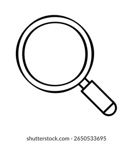 Outline magnifying glass on with a handle circular lens search find