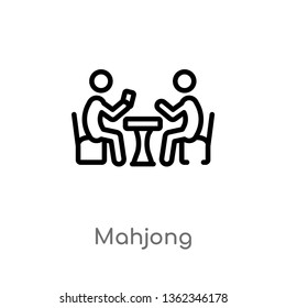 outline mahjong vector icon. isolated black simple line element illustration from activity and hobbies concept. editable vector stroke mahjong icon on white background