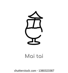 outline mai tai vector icon. isolated black simple line element illustration from drinks concept. editable vector stroke mai tai icon on white background