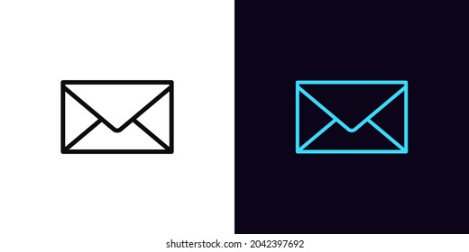 Icono de contorno de correo, con trazo modificable. Signo de mensaje en línea, pictograma de correo electrónico entrante. Correo personal, mensaje privado, notificación móvil. Icono del vector, signo, símbolo para la interfaz de usuario y animación