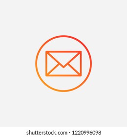 Outline mail icon,gradient illustration,vector message sign symbol