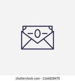 Outline mail on money icon illustration,vector cash sign symbol