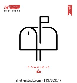 Outline mailbox Icon. mailbox icon vector isolated on white background. Graphic design, material-design, Best sellerr icons, mobile application, UI / UX design, EPS 10 format vector